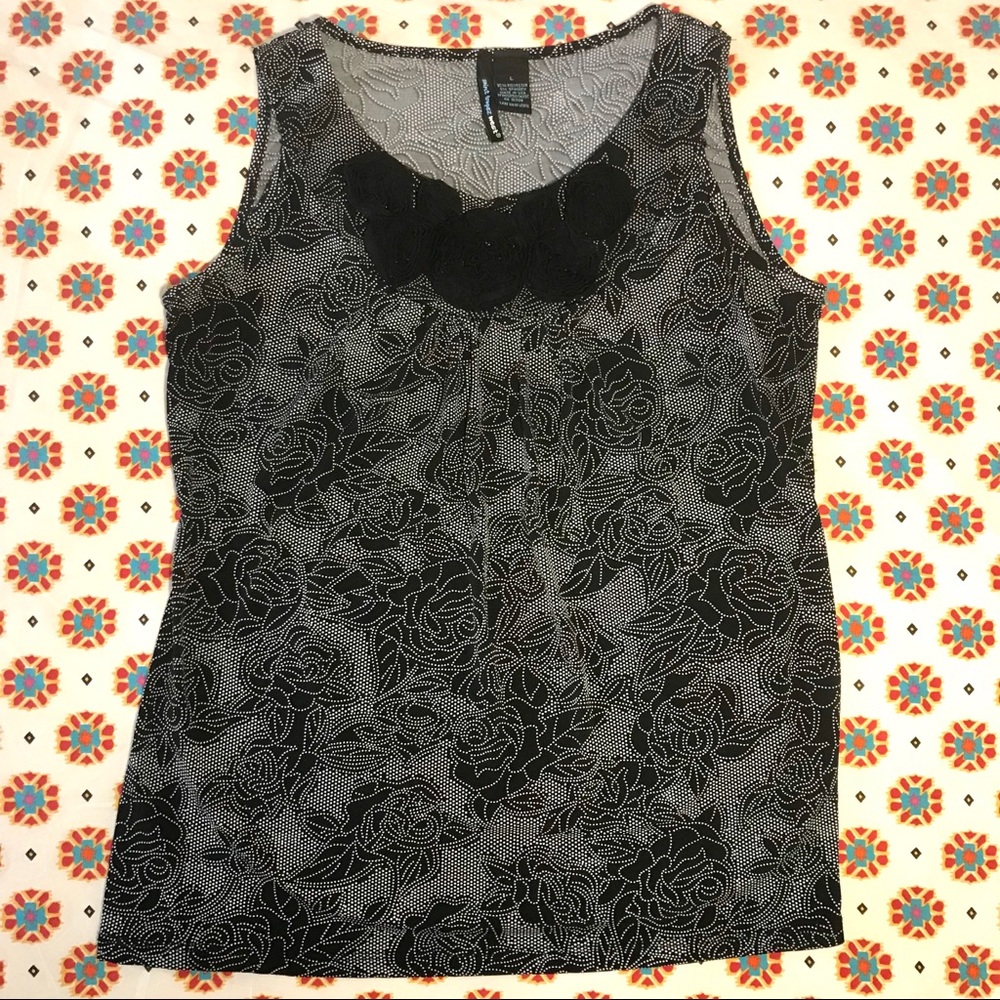 Black/White Floral Dress Shirt